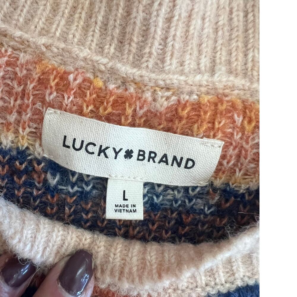Lucky Brand crew neck southwestern sweater, women's size L